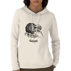 Sweat femme à capuche coton bio naturel Kiwisaki (Gondrax,Les Bébêtes,Animaux,Moto)