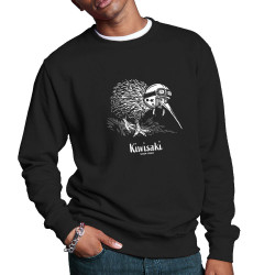Sweat homme col rond noir Kiwisaki (Gondrax,Les Bébêtes,Animaux,Moto)