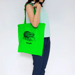 Sac shopping en toile vert prairie Kiwisaki (Gondrax,Les Bébêtes,Animaux,Moto)