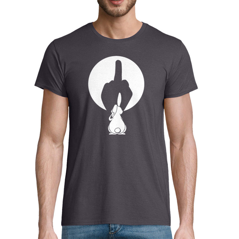 T-shirt homme coton bio gris souris Ombre chinoise (Gondrax,Animaux,Humour)