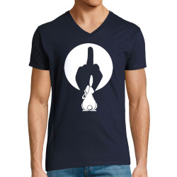 T-shirt homme col V bleu marine Ombre chinoise (Gondrax,Animaux,Humour)