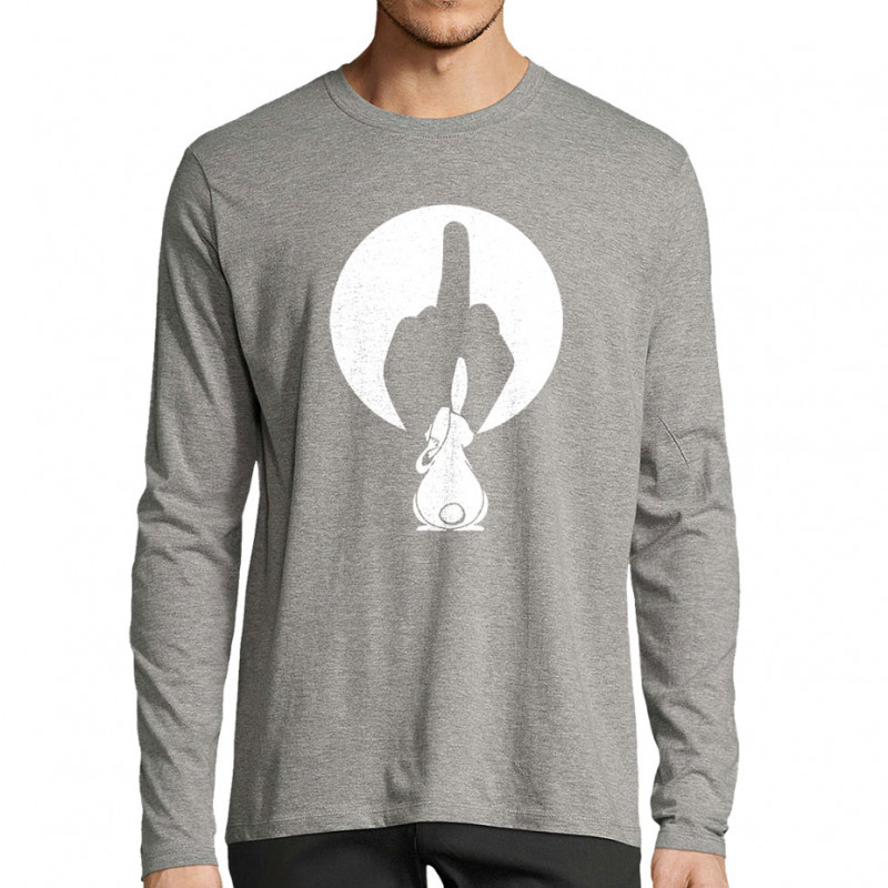 T-shirt homme manches longues gris chiné Ombre chinoise (Gondrax,Animaux,Humour)