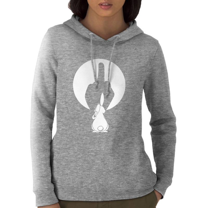 Sweat femme à capuche coton bio gris chiné Ombre chinoise (Gondrax,Animaux,Humour)