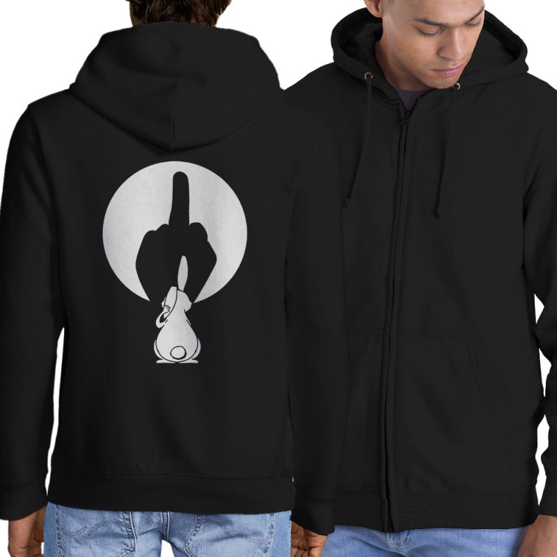 Sweat homme à capuche zippé noir Ombre chinoise (Gondrax,Animaux,Humour)