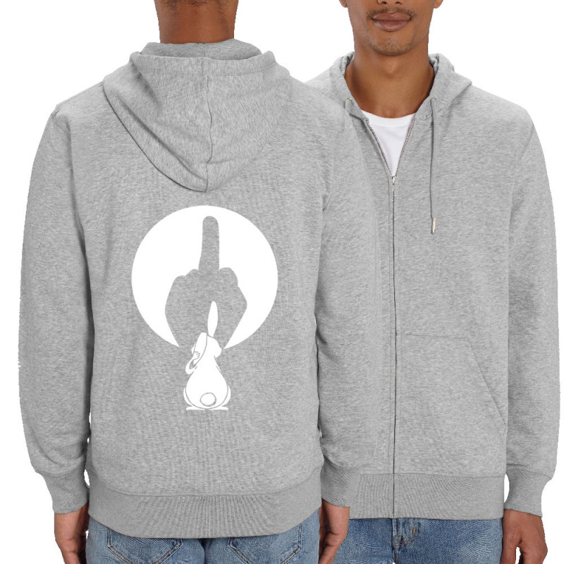 Sweat homme zippé à capuche coton bio gris chiné Ombre chinoise (Gondrax,Animaux,Humour)
