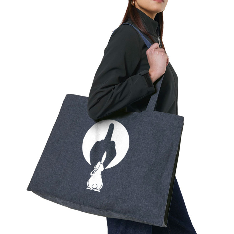 Grand sac shopping en toile recyclé bleu nuit Ombre chinoise (Gondrax,Animaux,Humour)