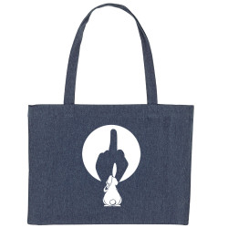 Grand sac shopping en toile recyclé bleu nuit Ombre chinoise (Gondrax,Animaux,Humour)