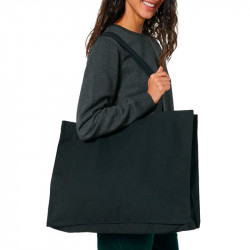 Grand sac shopping en toile recyclé noir Personnalisation (Divers)