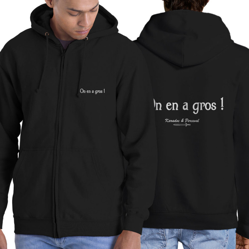 Sweat homme à capuche zippé noir On en a gros (Gondrax,Films/Séries,Kaamelott)