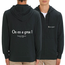 Sweat homme zippé à capuche coton bio noir On en a gros (Gondrax,Films/Séries,Kaamelott)