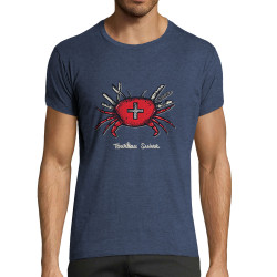 T-shirt homme fit bleu denim chiné Tourteau suisse (Baxt,Animaux,Humour)