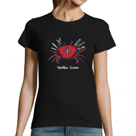 T-shirt femme noir Tourteau suisse (Baxt,Animaux,Humour)