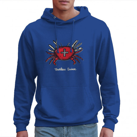 Sweat homme à capuche bleu royal Tourteau suisse (Baxt,Animaux,Humour)