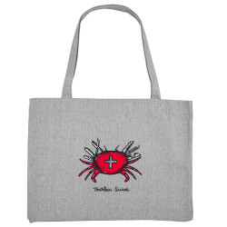 Grand sac shopping en toile recyclé gris chiné Tourteau suisse (Baxt,Animaux,Humour)