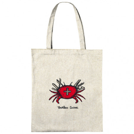 Sac shopping en toile naturel Tourteau suisse (Baxt,Animaux,Humour)