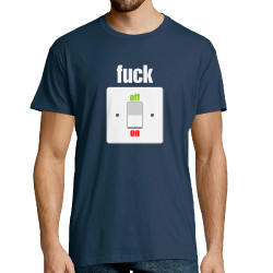 Tee-shirt homme bleu denim Fuck Off On (Andy,Slogans Débiles)
