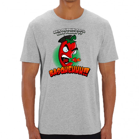 T-shirt homme coton bio gris chiné Basqueuuu (Ptit Mytho,Fruits & Légumes)