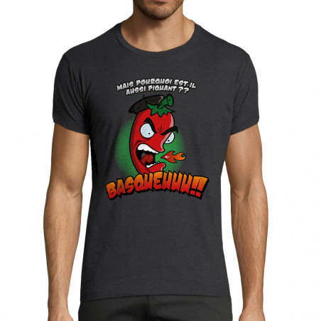 T-shirt homme fit gris anthracite chiné Basqueuuu (Ptit Mytho,Fruits & Légumes)
