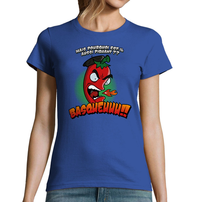 T-shirt femme bleu royal Basqueuuu (Ptit Mytho,Fruits & Légumes)