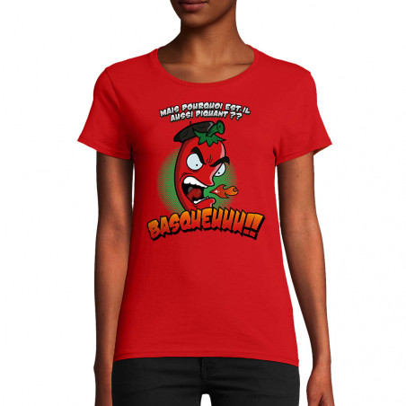 T-shirt femme coton bio rouge Basqueuuu (Ptit Mytho,Fruits & Légumes)