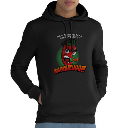 Sweat homme à capuche coton bio noir Basqueuuu (Ptit Mytho,Fruits & Légumes)