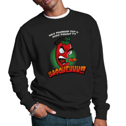 Sweat homme col rond noir Basqueuuu (Ptit Mytho,Fruits & Légumes)