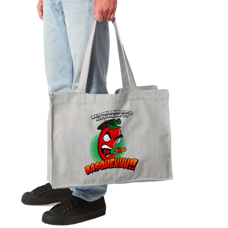 Grand sac shopping en toile recyclé gris chiné Basqueuuu (Ptit Mytho,Fruits & Légumes)