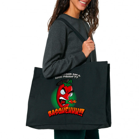 Grand sac shopping en toile recyclé noir Basqueuuu (Ptit Mytho,Fruits & Légumes)