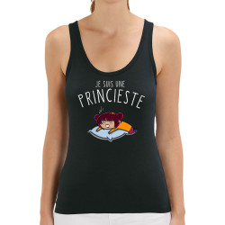 Débardeur femme coton bio noir Je suis une princieste (Ptit Mytho,Slogans Débiles)