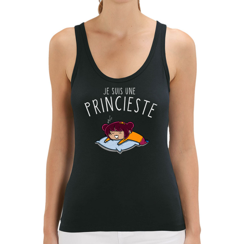 Débardeur femme coton bio noir Je suis une princieste (Ptit Mytho,Slogans Débiles)