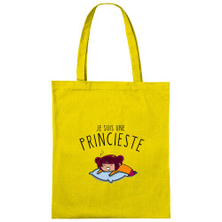 Sac shopping en toile jaune Je suis une princieste (Ptit Mytho,Slogans Débiles)