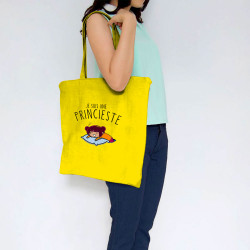 Sac shopping en toile jaune Je suis une princieste (Ptit Mytho,Slogans Débiles)