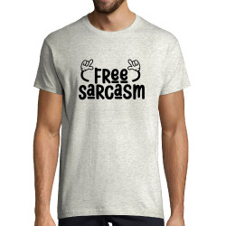 Tee-shirt homme blanc chiné Free sarcasm (Ptit Mytho,Slogans Débiles)