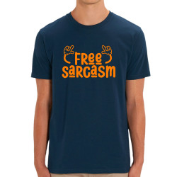 T-shirt homme coton bio bleu marine Free sarcasm (Ptit Mytho,Slogans Débiles)