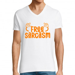 T-shirt homme col V blanc Free sarcasm (Ptit Mytho,Slogans Débiles)