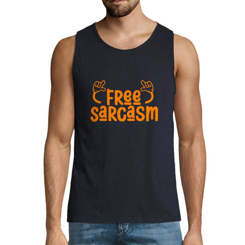 Débardeur homme bleu marine Free sarcasm (Ptit Mytho,Slogans Débiles)