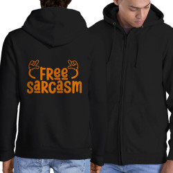 Sweat homme à capuche zippé noir Free sarcasm (Ptit Mytho,Slogans Débiles)