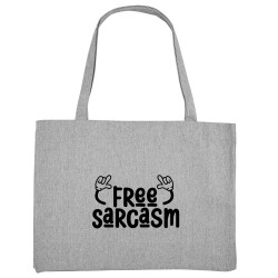Grand sac shopping en toile recyclé gris chiné Free sarcasm (Ptit Mytho,Slogans Débiles)