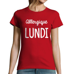 T-shirt femme rouge Allergique au lundi (Ptit Mytho,Humour)