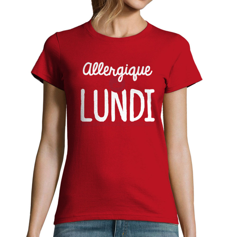T-shirt femme rouge Allergique au lundi (Ptit Mytho,Humour)