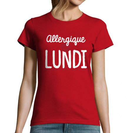 T-shirt femme rouge Allergique au lundi (Ptit Mytho,Humour)