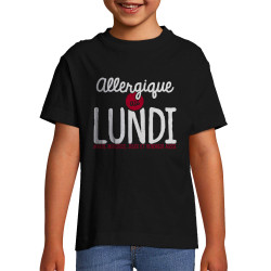 T-shirt enfant noir Allergique au lundi (Ptit Mytho,Humour)