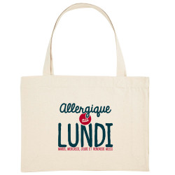 Grand sac shopping en toile recyclé naturel Allergique au lundi (Ptit Mytho,Humour)