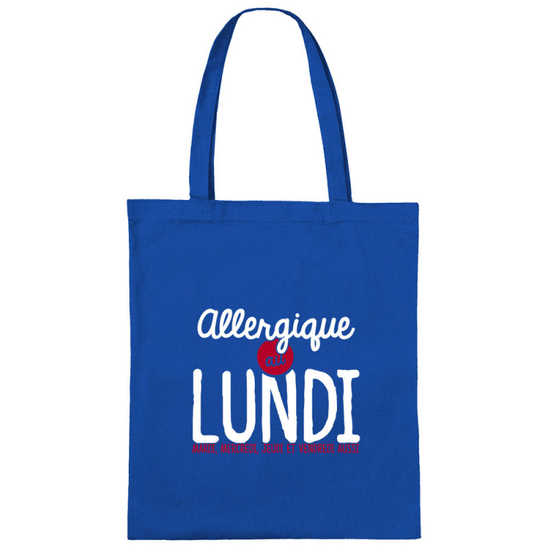 Sac shopping en toile bleu royal Allergique au lundi (Ptit Mytho,Humour)