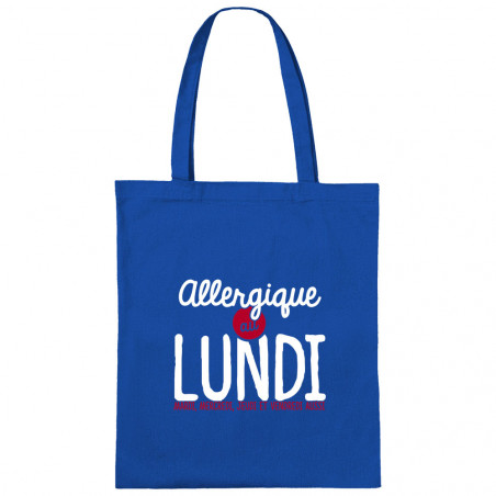 Sac shopping en toile bleu royal Allergique au lundi (Ptit Mytho,Humour)