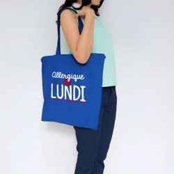 Sac shopping en toile bleu royal Allergique au lundi (Ptit Mytho,Humour)