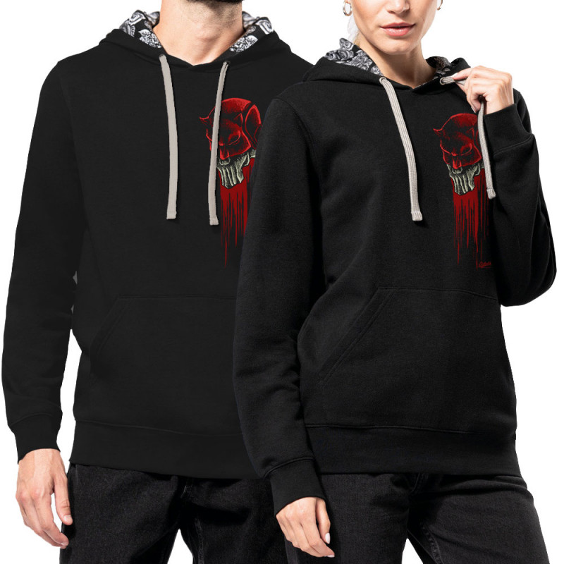 Sweat capuche à motifs unisexe noir et têtes de mort mexicaines Diabolik - Punisher (Diabolik,Têtes de morts)