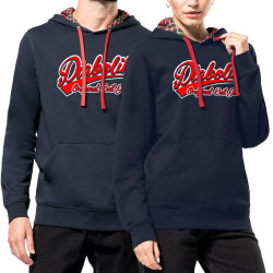 Sweat capuche à motifs unisexe bleu marine et rouge tartan Diabolik - Baseball (Diabolik)
