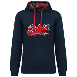 Sweat capuche à motifs unisexe bleu marine et rouge tartan Diabolik - Baseball (Diabolik)