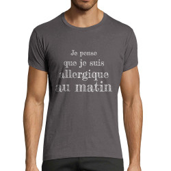 T-shirt homme fit gris foncé Allergique au matin (Gondrax,Slogans Débiles)